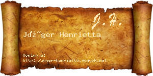 Jáger Henrietta névjegykártya